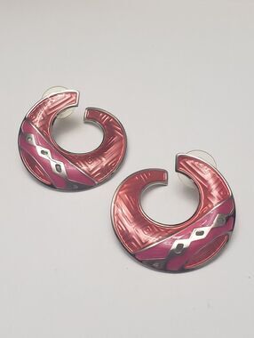 Vintage EDGAR BEREBI Art Deco Enameled Swirl Pierced Earrings